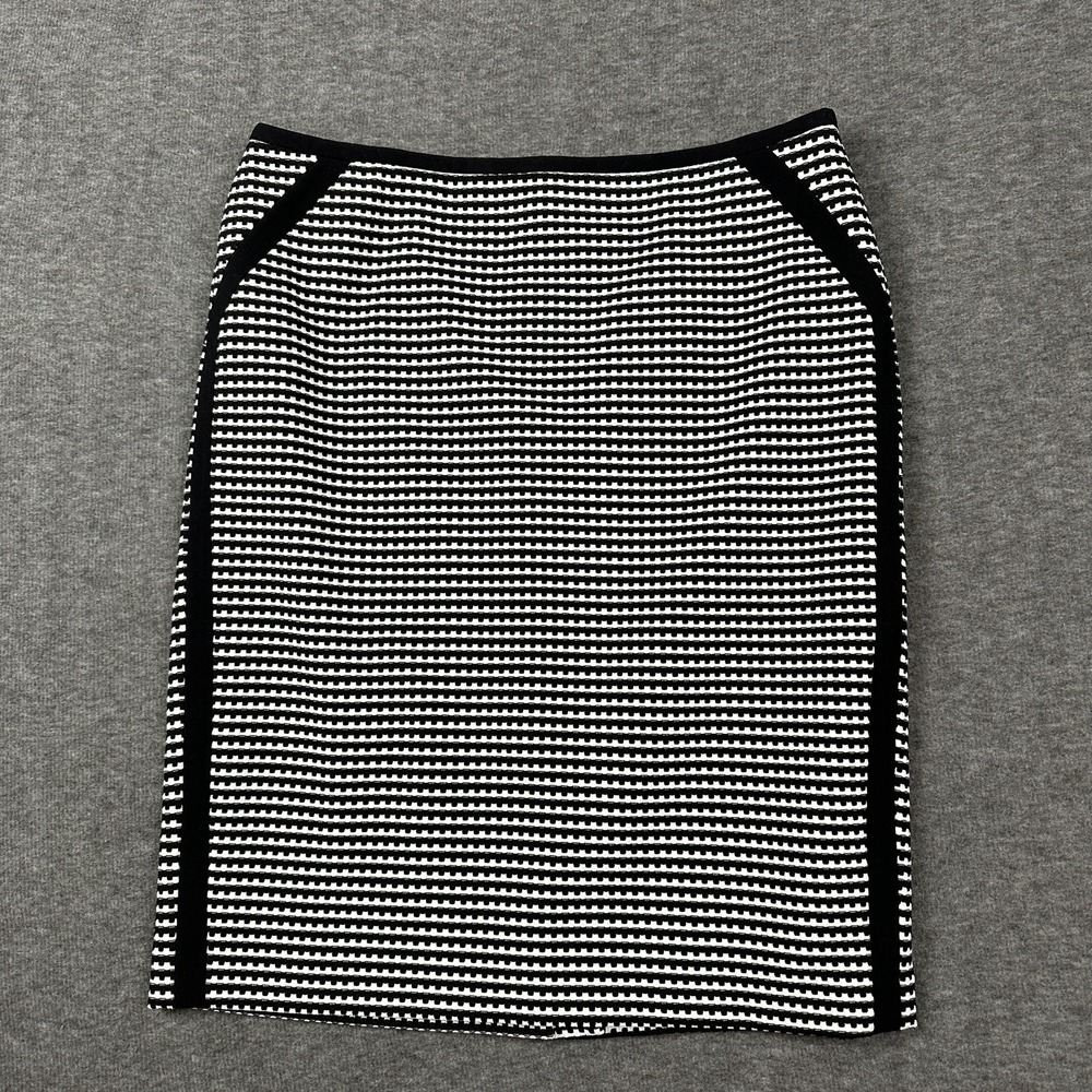 Nine West Skirt Womens 10 Black White Textured Pencil Straight Career Office